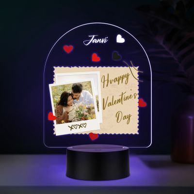 Personalized Happy Valentines Day LED Night Lamp with Automatic Color Changing Light Valentines Day Gift for Boyfriend, Girlfriend, Husband Wife